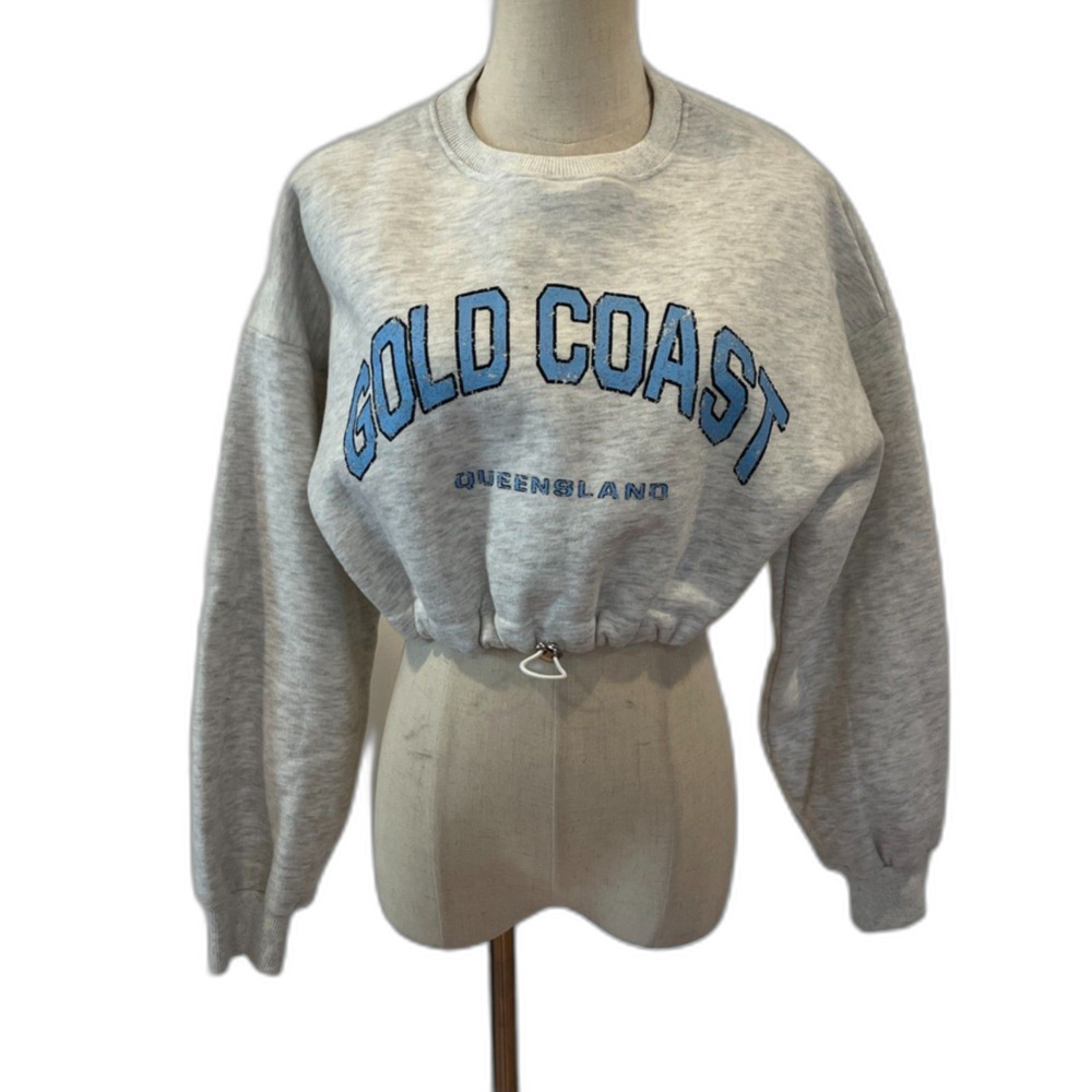 Adika Gold Coast Queensland Australia Grey Cropped Sweatshirt XS